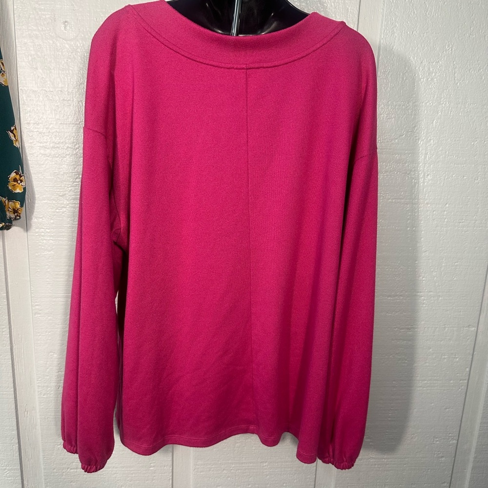 Lane Bryant Pink V-Neck Tunic Sweater Plus Sz 14/16 EUC - Picture 5 of 7